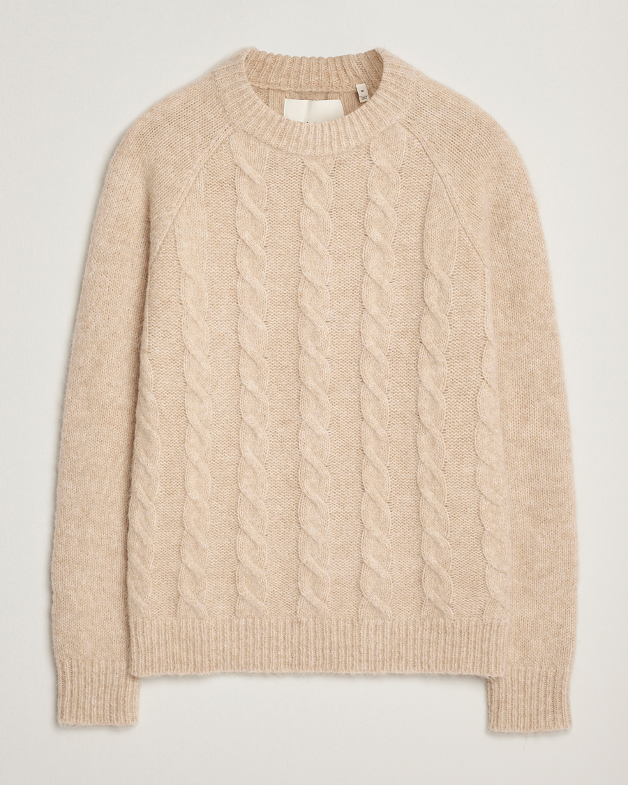 Men | Sweaters & Knitwear | GANT | Alpaca/Lambswool Cable Crew Neck Seed Melange