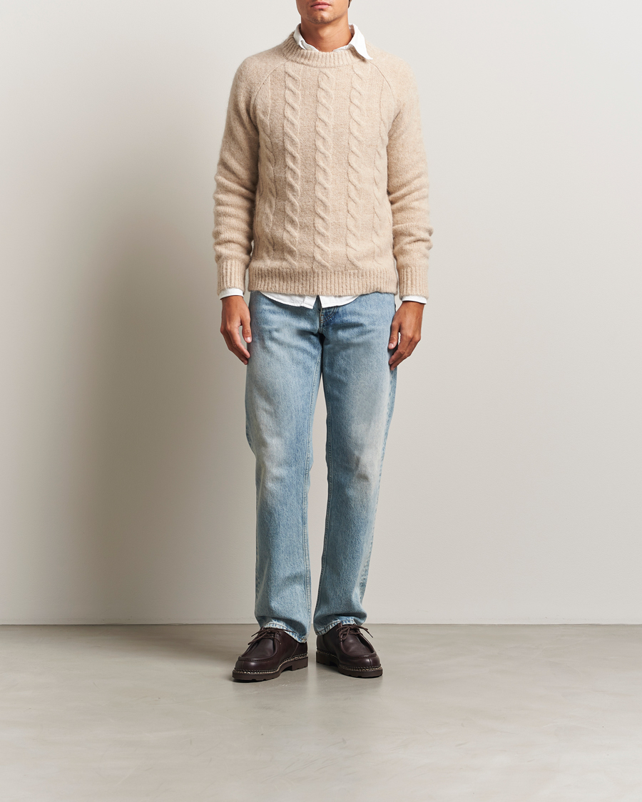 Men | Sweaters & Knitwear | GANT | Alpaca/Lambswool Cable Crew Neck Seed Melange