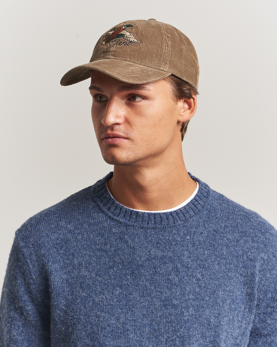 Men | GANT Graphic Embroidered Washed Cord Cap Taupe Beige | GANT | Graphic Embroidered Washed Cord Cap Taupe Beige