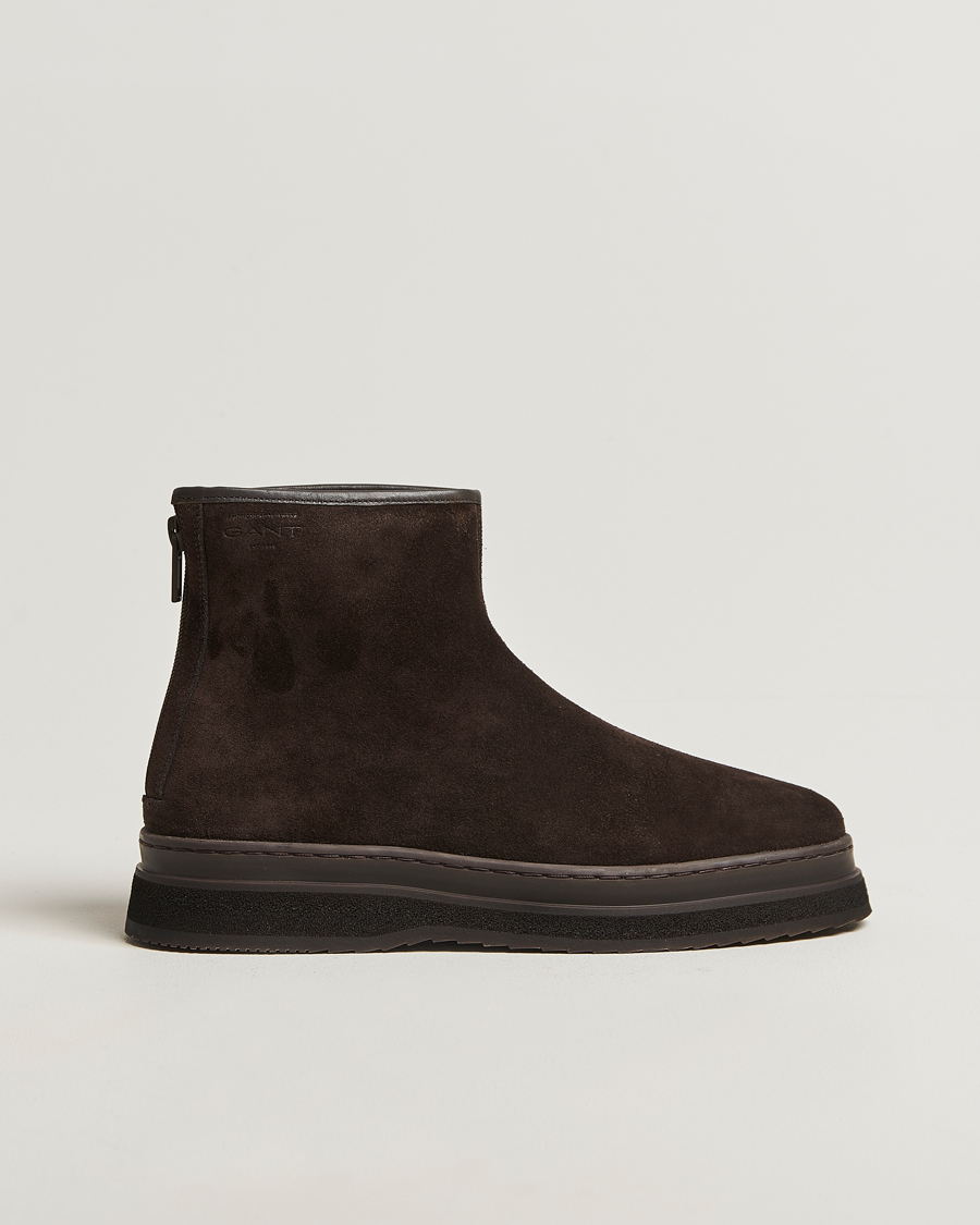 Men | Boots | GANT | Blistown Shearling Suede Curling Boot Espresso Brown