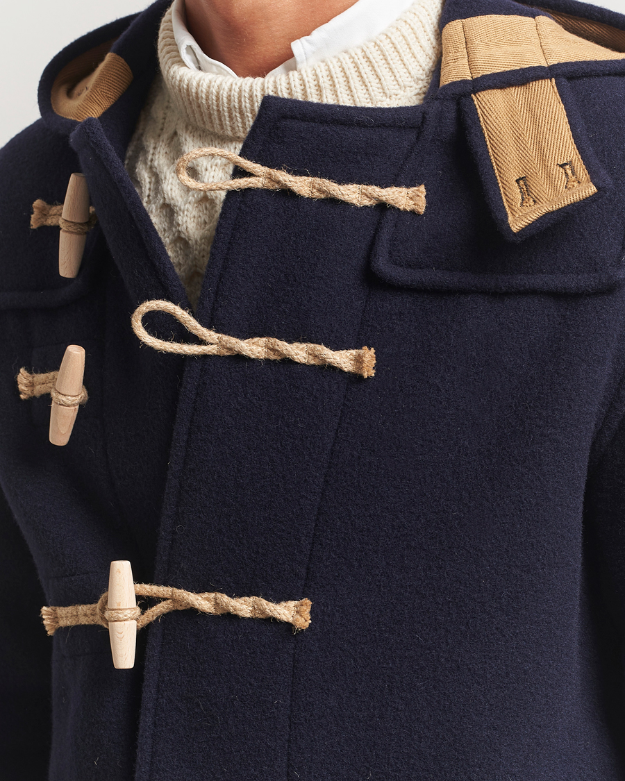 Gloverall Mid Length Monty Union Jack Duffle Coat Navy at