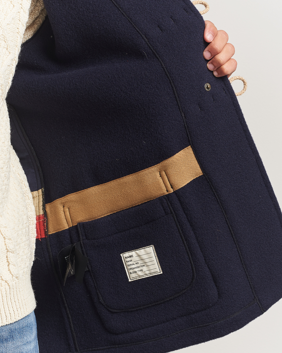 Gloverall Mid Length Monty Union Jack Duffle Coat Navy at