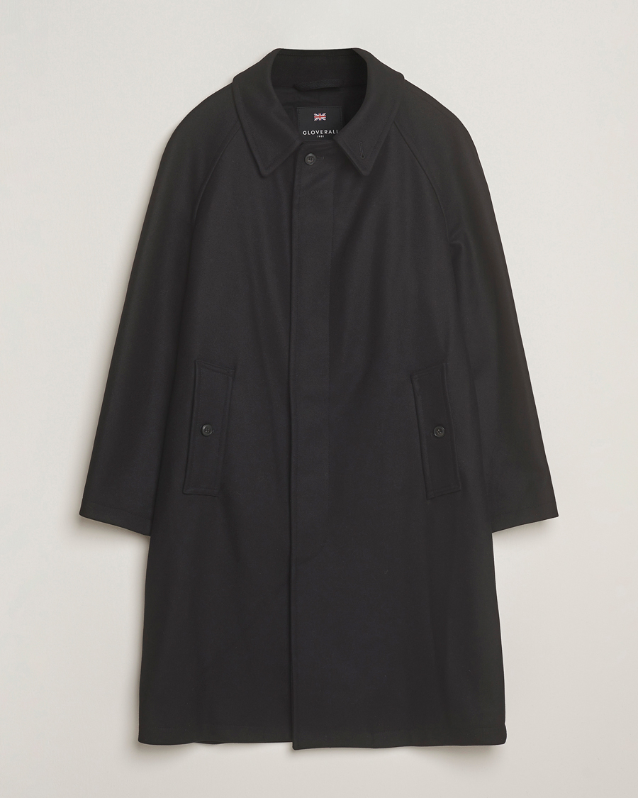 Gloverall Wool Mac Coat Black at CareOfCarl.com