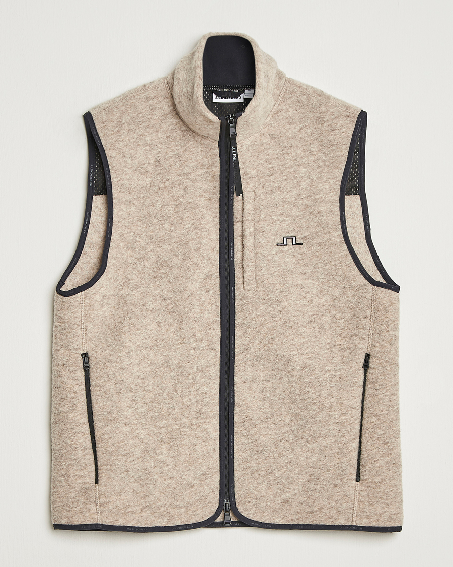 J.Lindeberg Duncan Wool Fleece Vest Moonbeam at CareOfCarl.com
