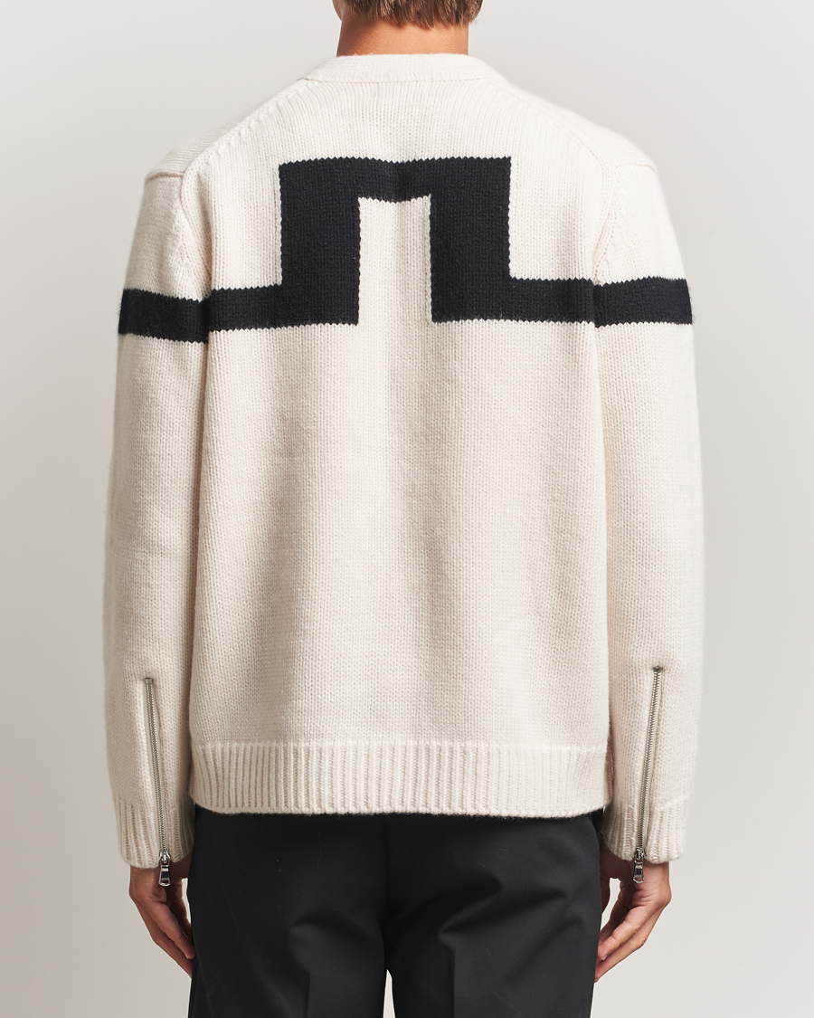 Men | Sweaters & Knitwear | J.Lindeberg | Kessler Biker Wool Full Zip Moonbeam