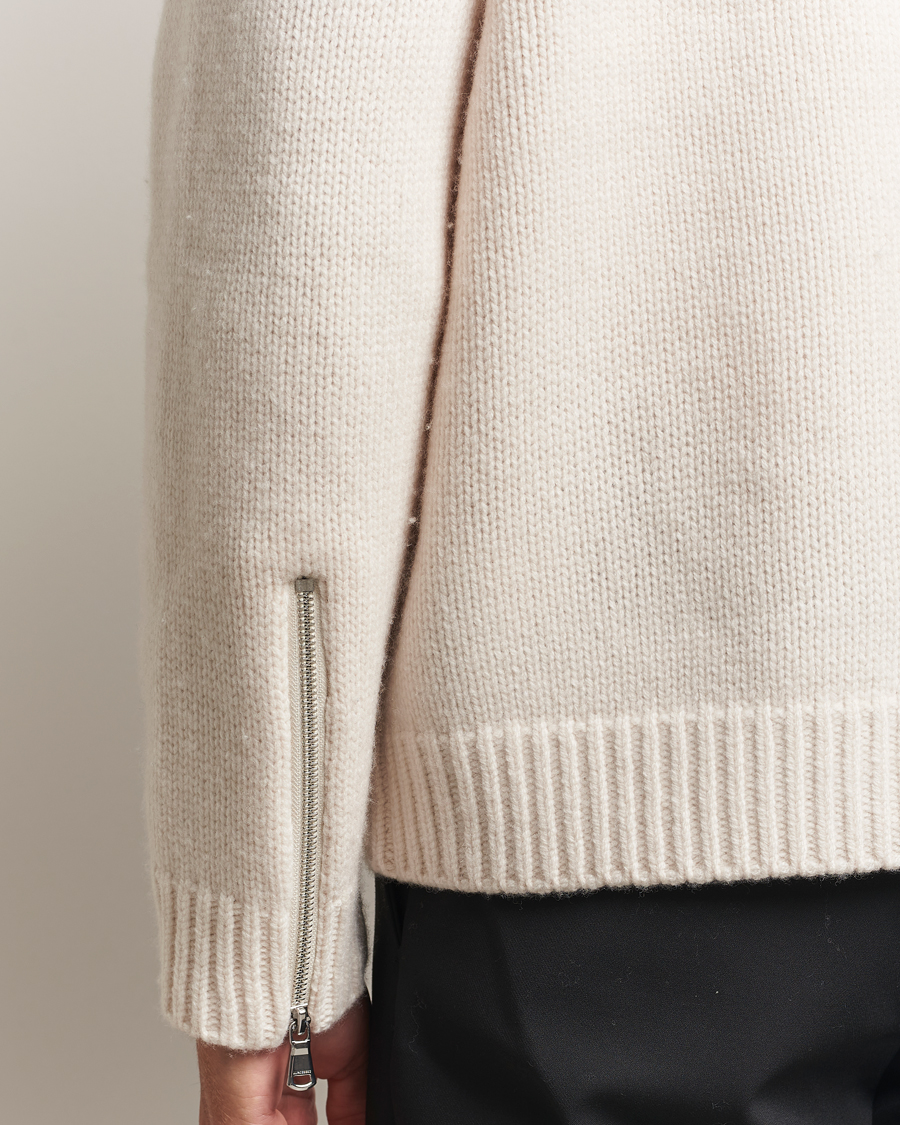 Men | Sweaters & Knitwear | J.Lindeberg | Kessler Biker Wool Full Zip Moonbeam