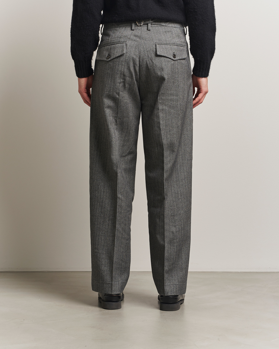 NN07 Justin Double Pleated Herringbone Trousers Grey at CareOfCarl.com