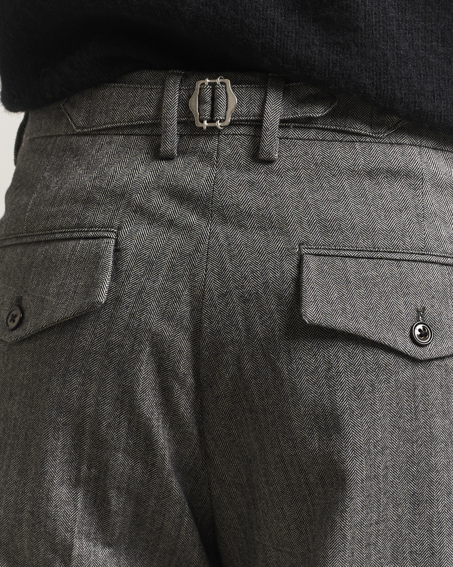 Men | Trousers | NN07 | Justin Double Pleated Herringbone Trousers Grey