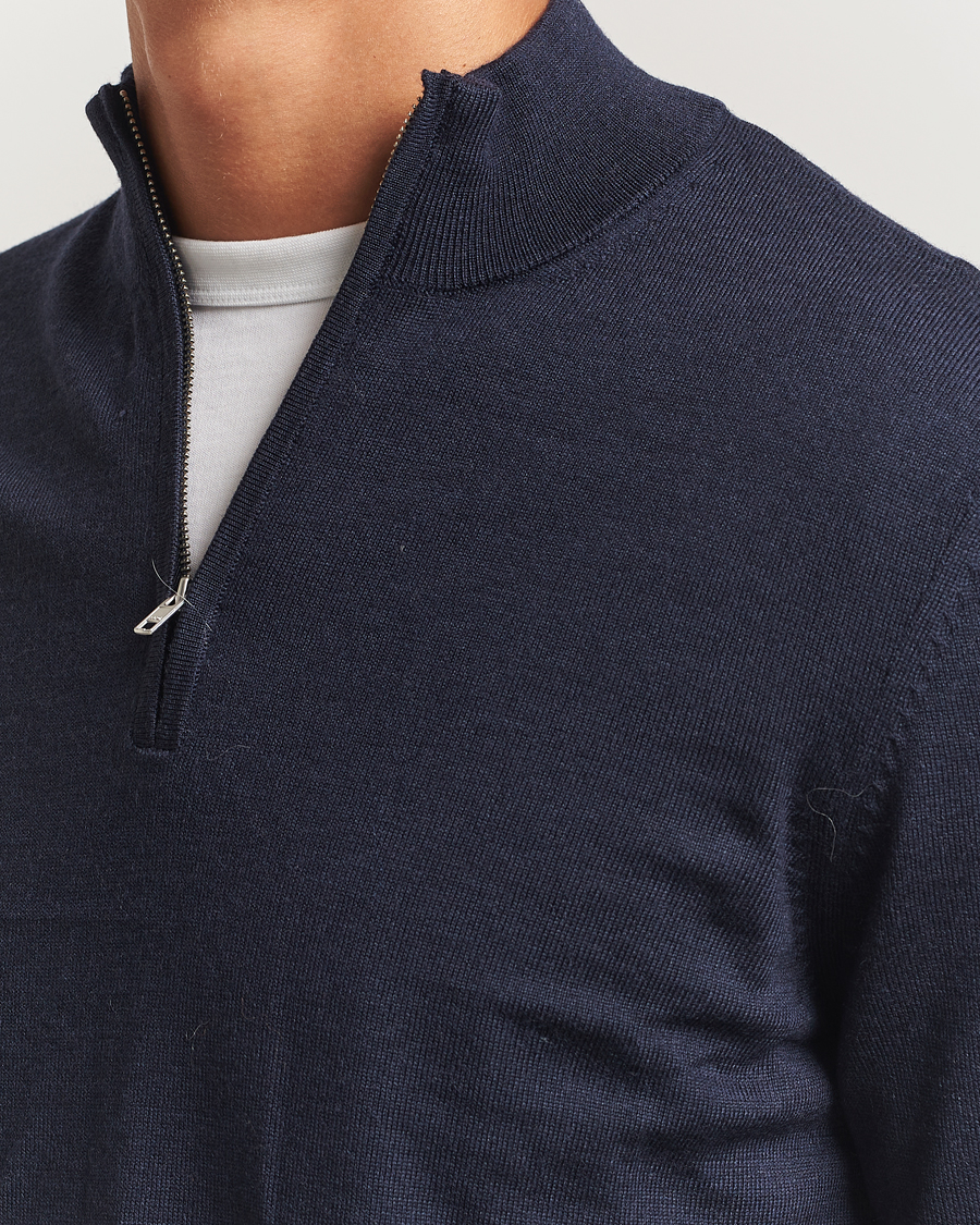 Men | Sweaters & Knitwear | NN07 | Sergio Merino Half Zip Navy Melange