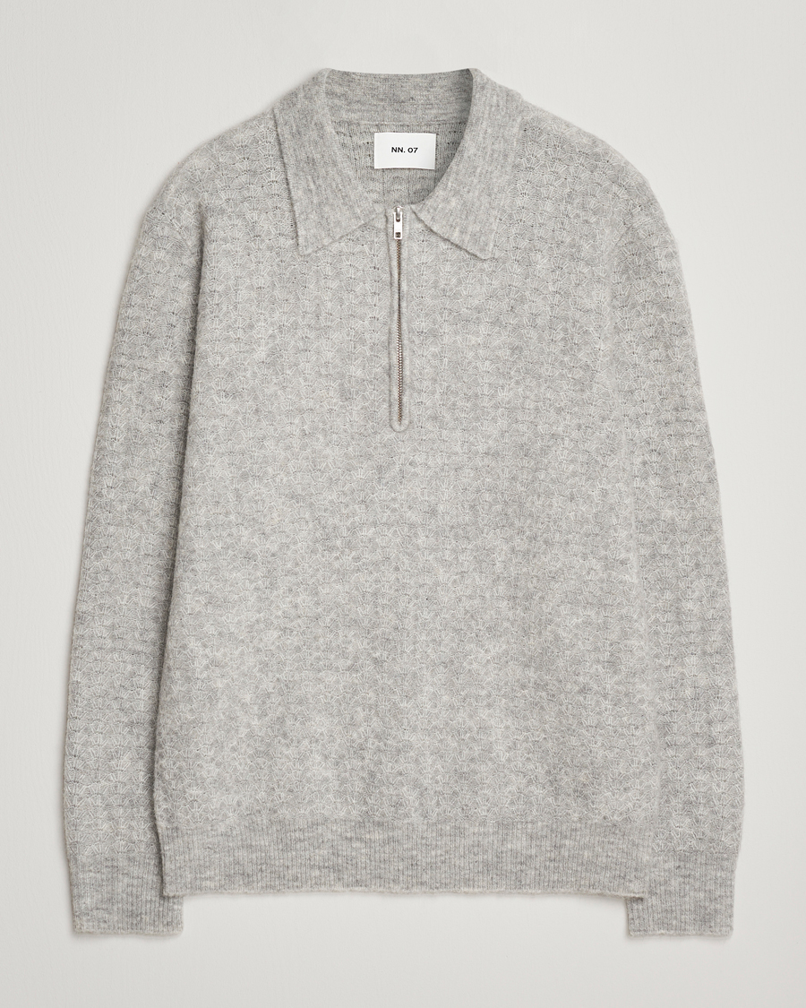 Men | Sweaters & Knitwear | NN07 | Alfie Alpaca Knitted Half Zip Sable Grey