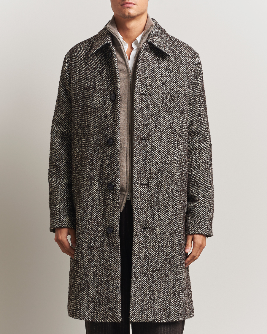 Men | Coats & Jackets | NN07 | Franco Wool Herringbone Coat Demitasse Brown