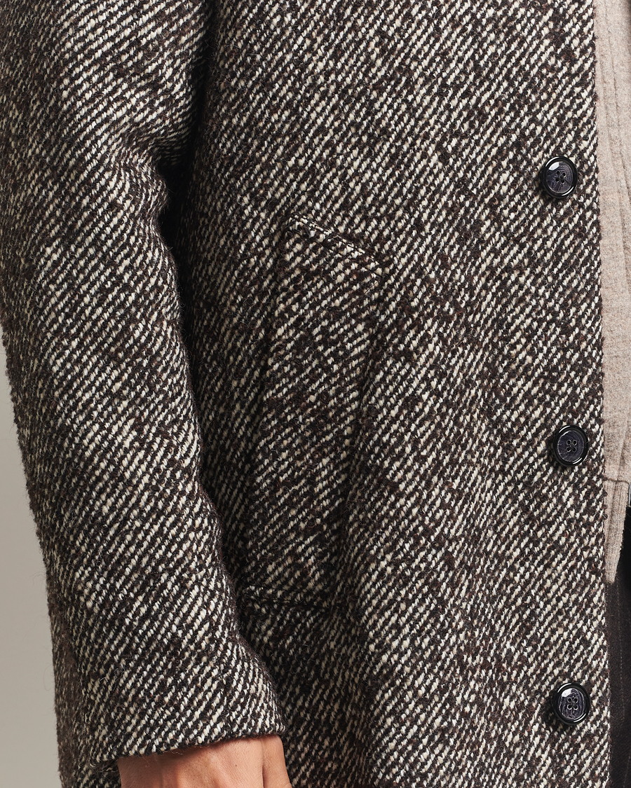 Men | Coats & Jackets | NN07 | Franco Wool Herringbone Coat Demitasse Brown