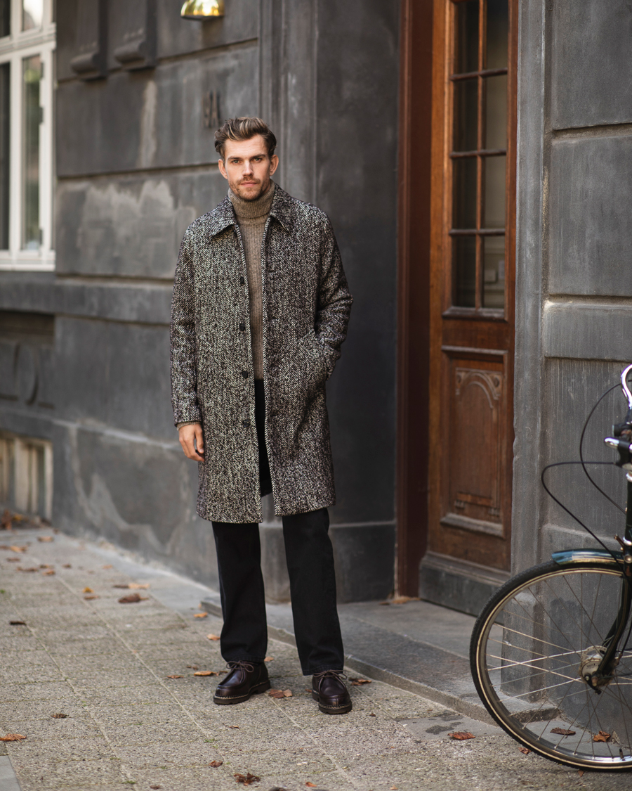 NN07 Franco Wool Herringbone Coat Demitasse Brown at CareOfCarl.com