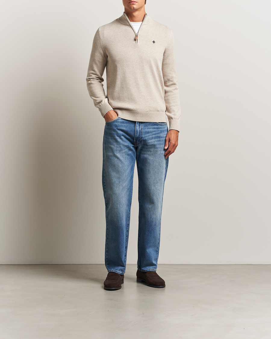 Men | Sweaters & Knitwear | Morris | Darmon Half Zip Beige