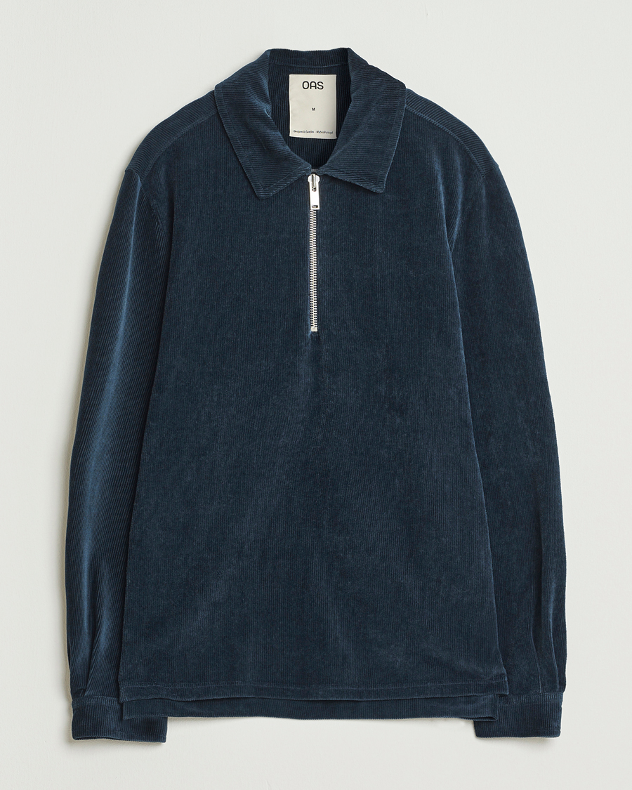 Men | Sweaters & Knitwear | OAS | Savvy Half Zip Dark Blue