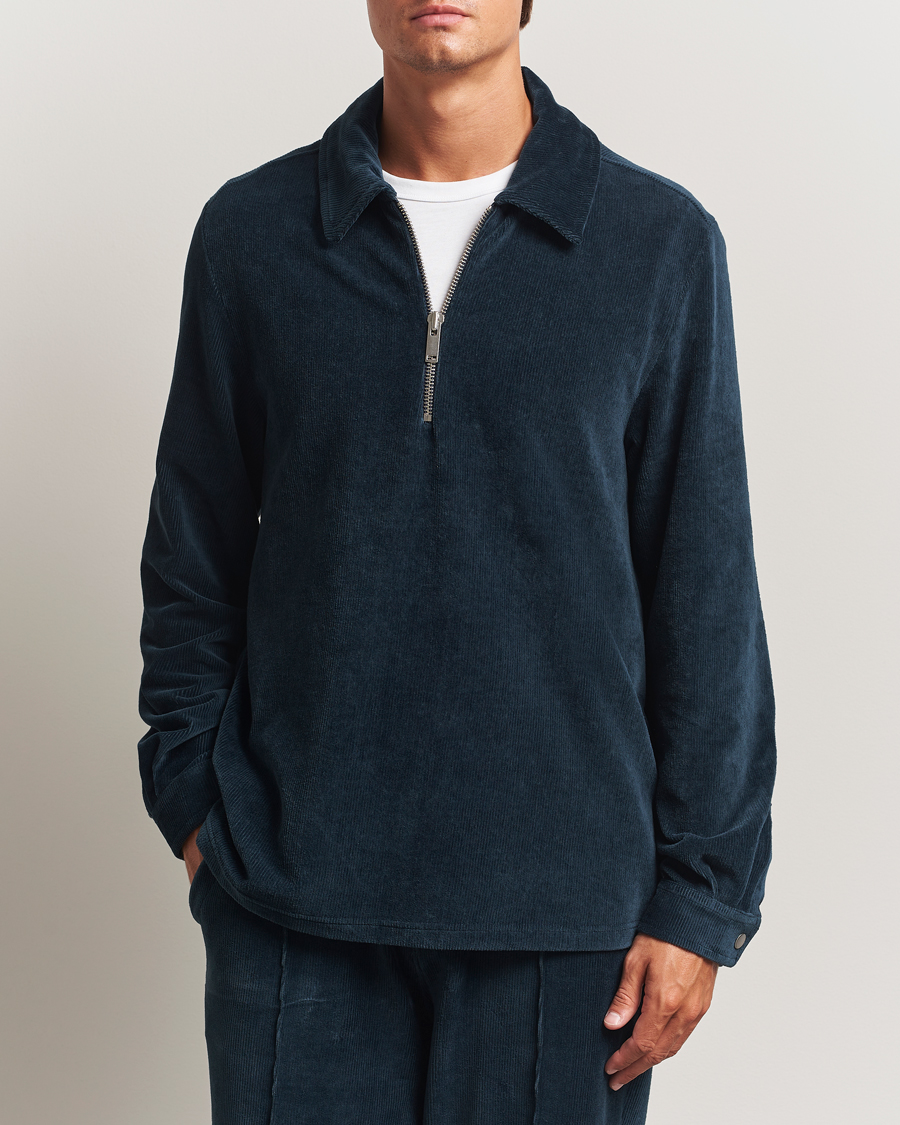 Men | Sweaters & Knitwear | OAS | Savvy Half Zip Dark Blue