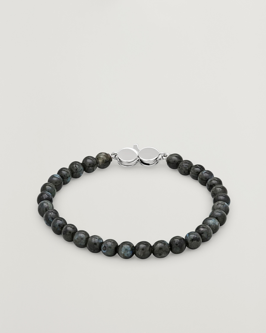 Men | Jewellery | Tom Wood | Cove Bracelet Slim Black Larvikite