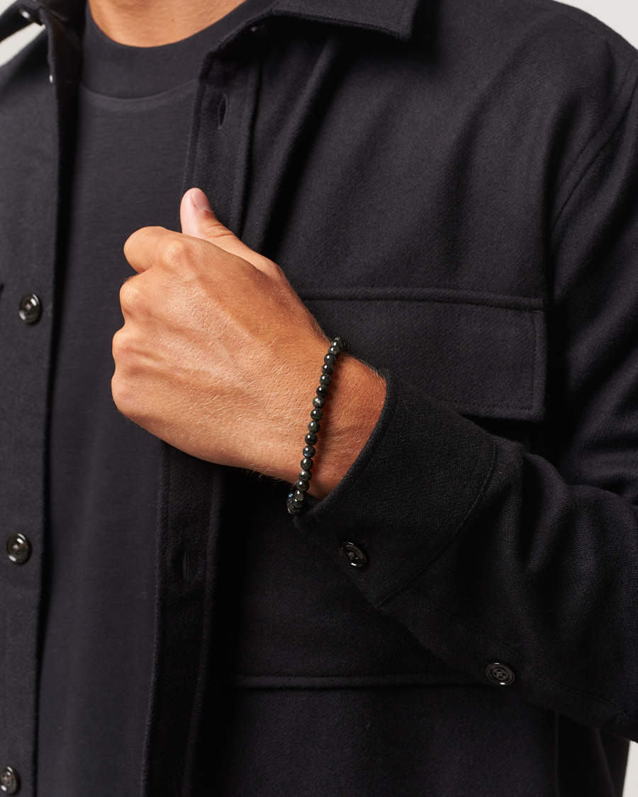 Men | Jewellery | Tom Wood | Cove Bracelet Slim Black Larvikite