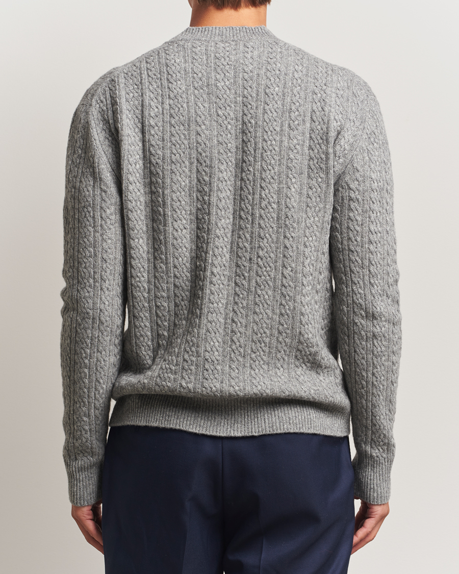 Men | Sweaters & Knitwear | Altea | Cable Crew Neck Sweater Grey Melange