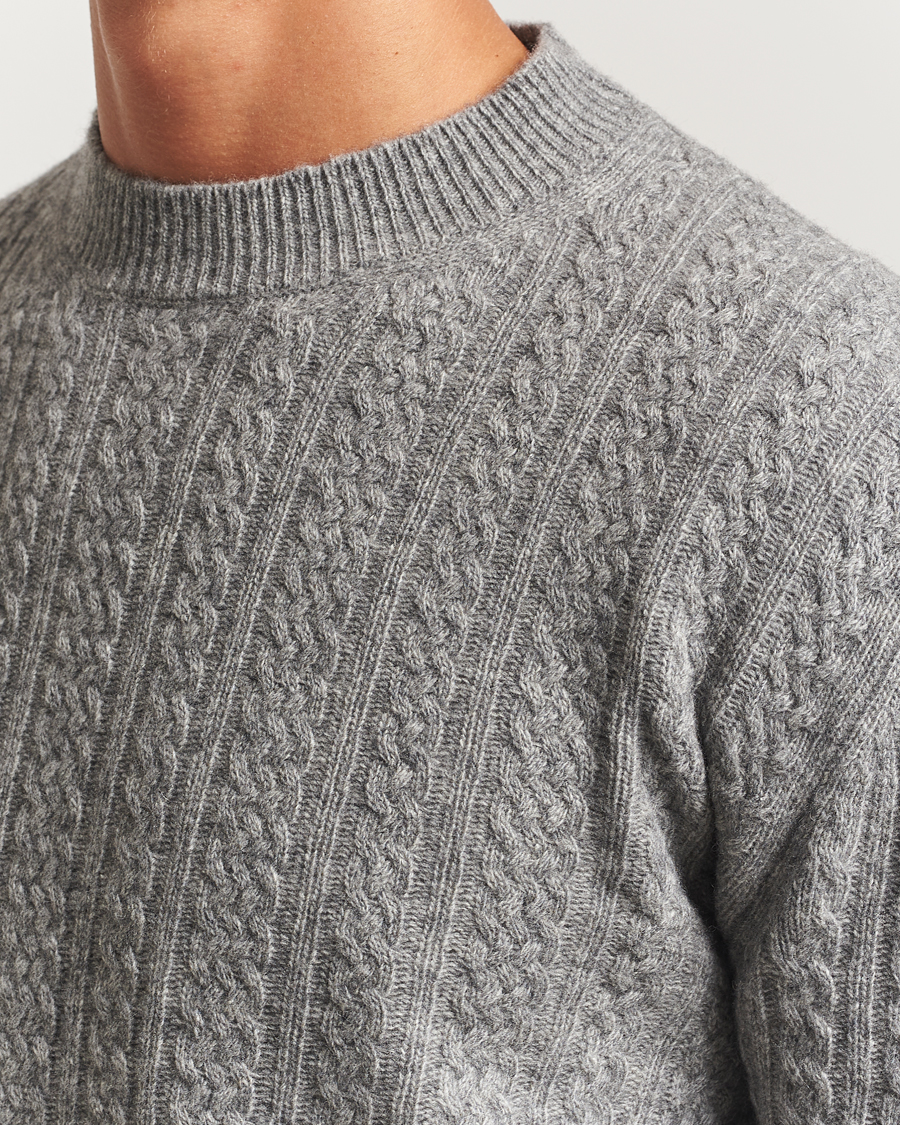 Men | Sweaters & Knitwear | Altea | Cable Crew Neck Sweater Grey Melange