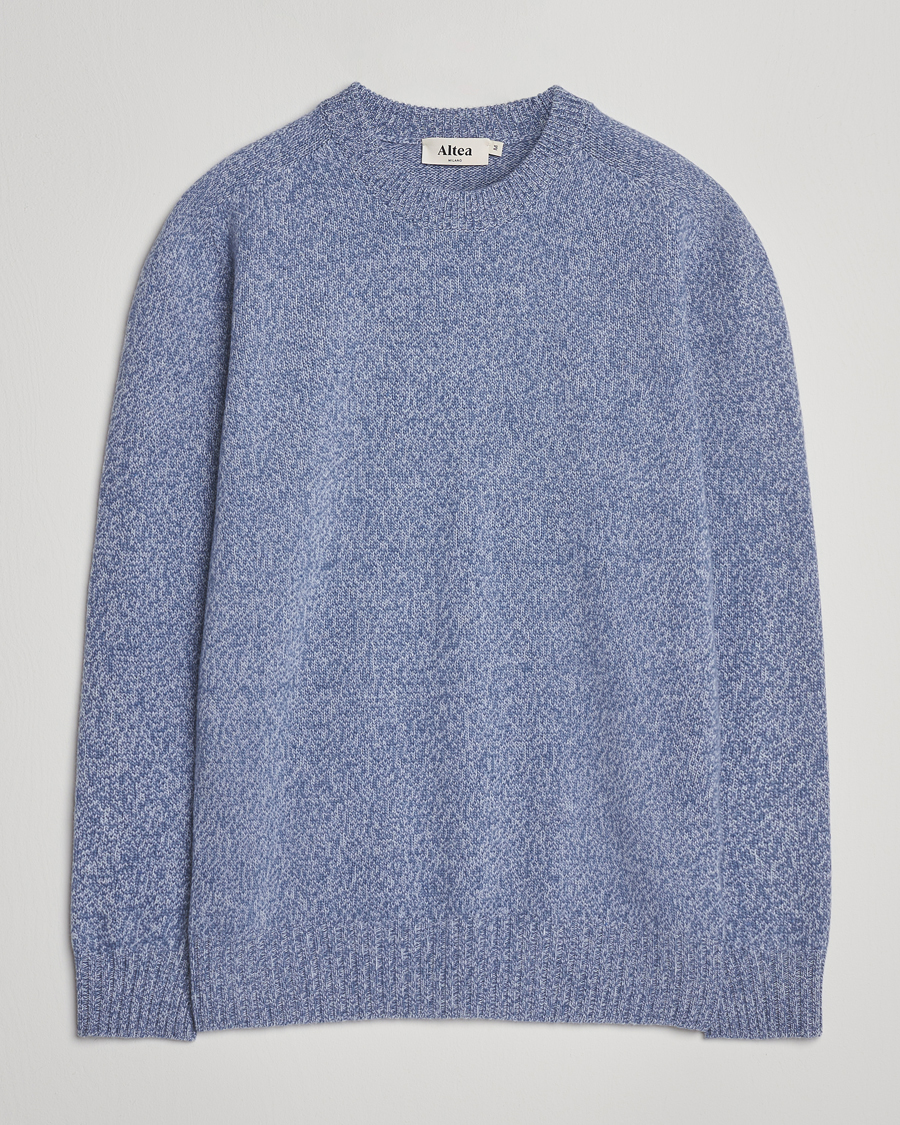 Men | Sweaters & Knitwear | Altea | Wool/Cashmere Crew Neck Sweater Light Blue Melange