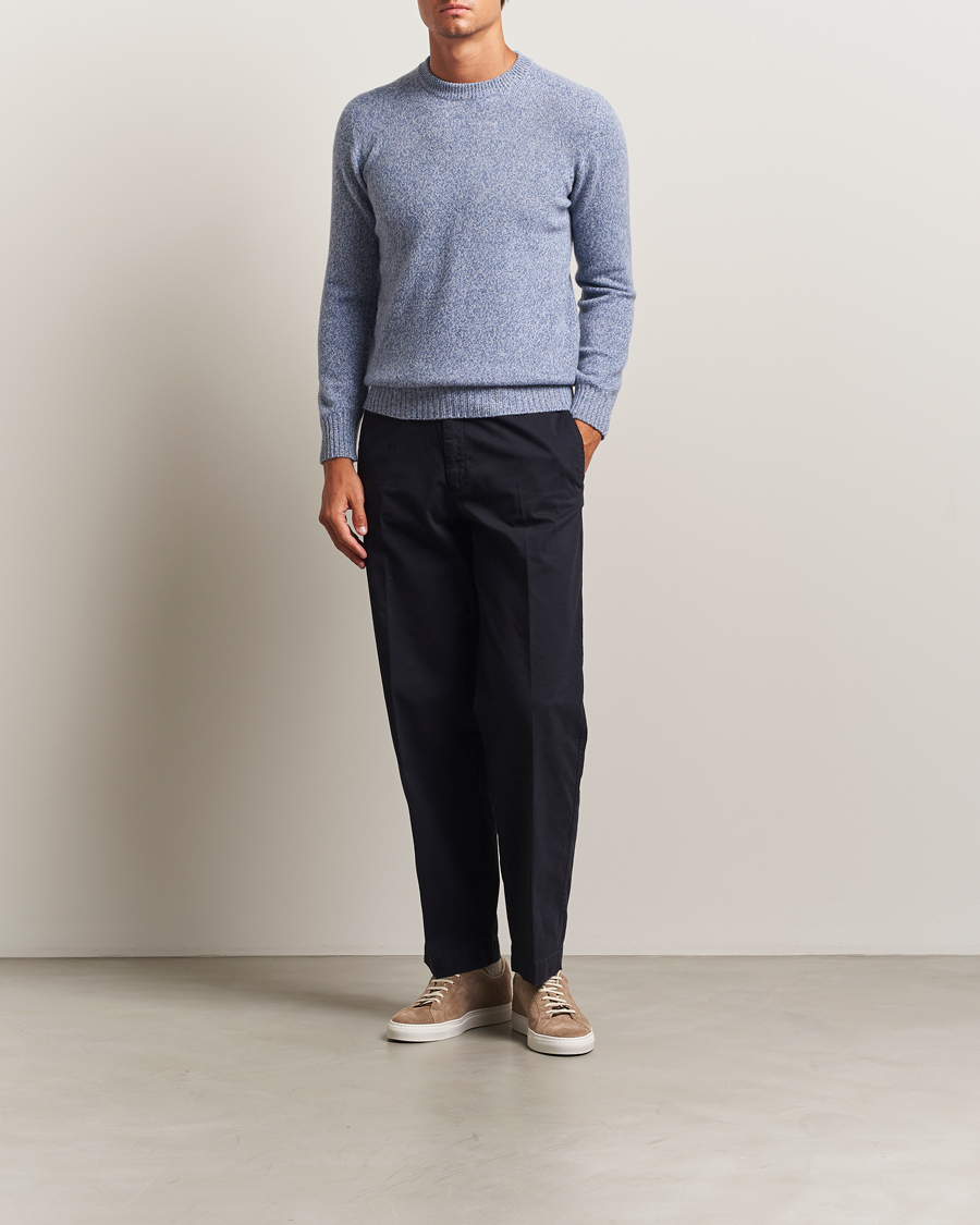 Men | Sweaters & Knitwear | Altea | Wool/Cashmere Crew Neck Sweater Light Blue Melange