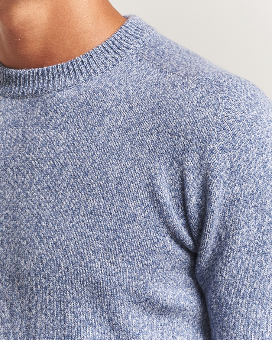 Men | Sweaters & Knitwear | Altea | Wool/Cashmere Crew Neck Sweater Light Blue Melange