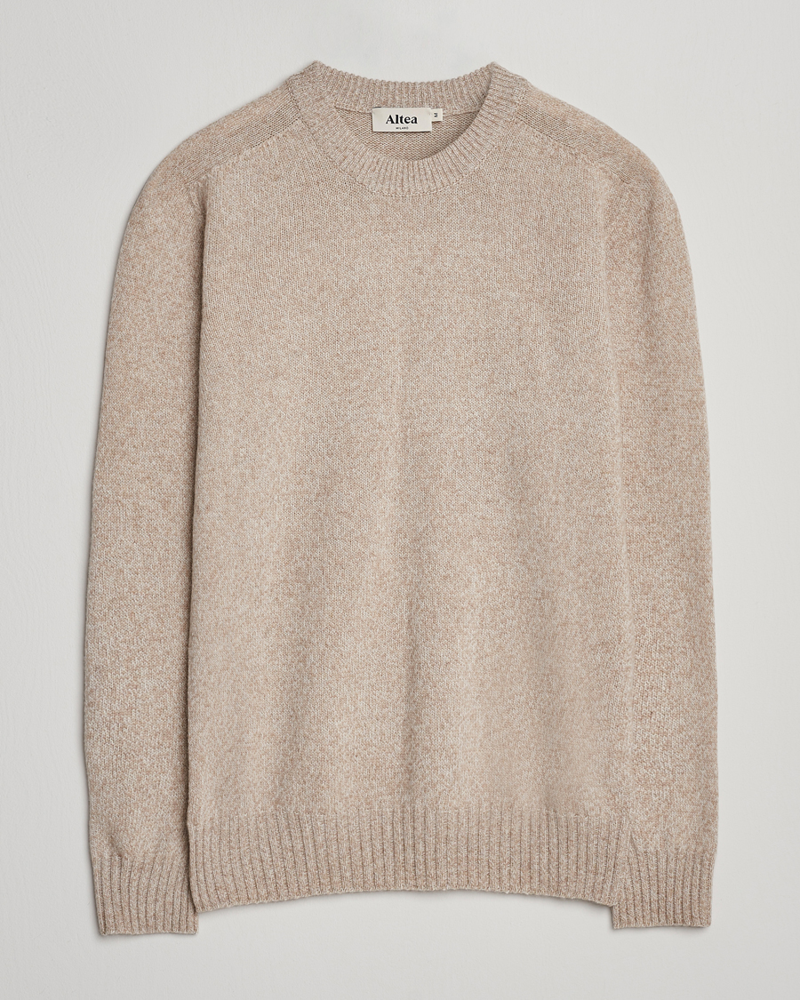 Men | Sweaters & Knitwear | Altea | Wool/Cashmere Crew Neck Sweater Beige Melange