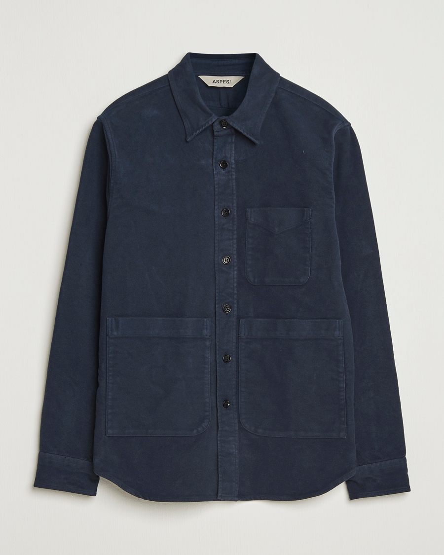 Men | Shirts | Aspesi | Moleskine Utility Shirt Navy