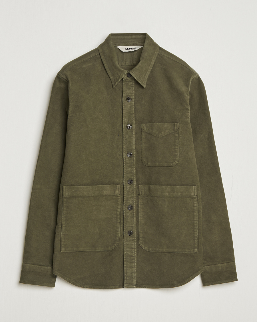 Men | Shirts | Aspesi | Moleskine Utility Shirt Military
