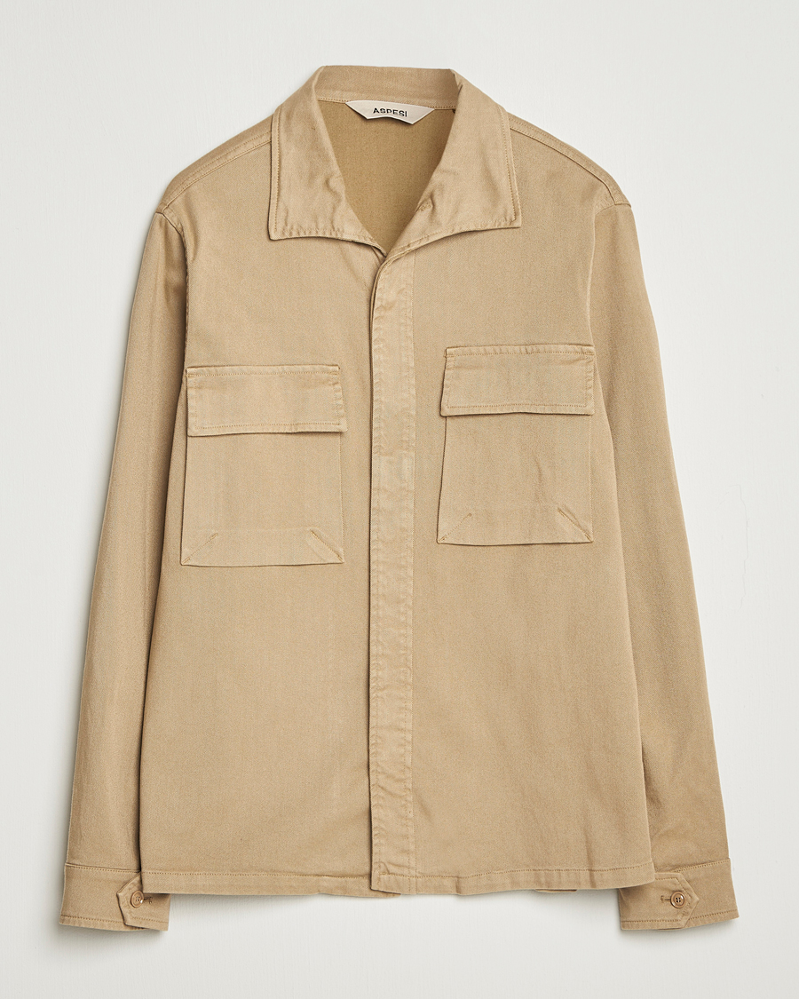 Men | Shirts | Aspesi | Twill Cotton Overshirt Beige
