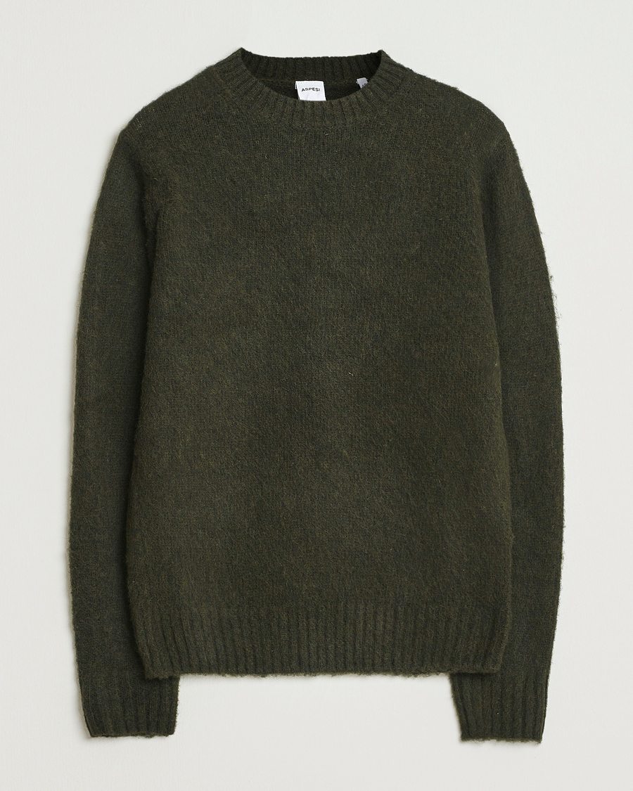 Men | Sweaters & Knitwear | Aspesi | Brushed Shetland Sweater Hunting Green