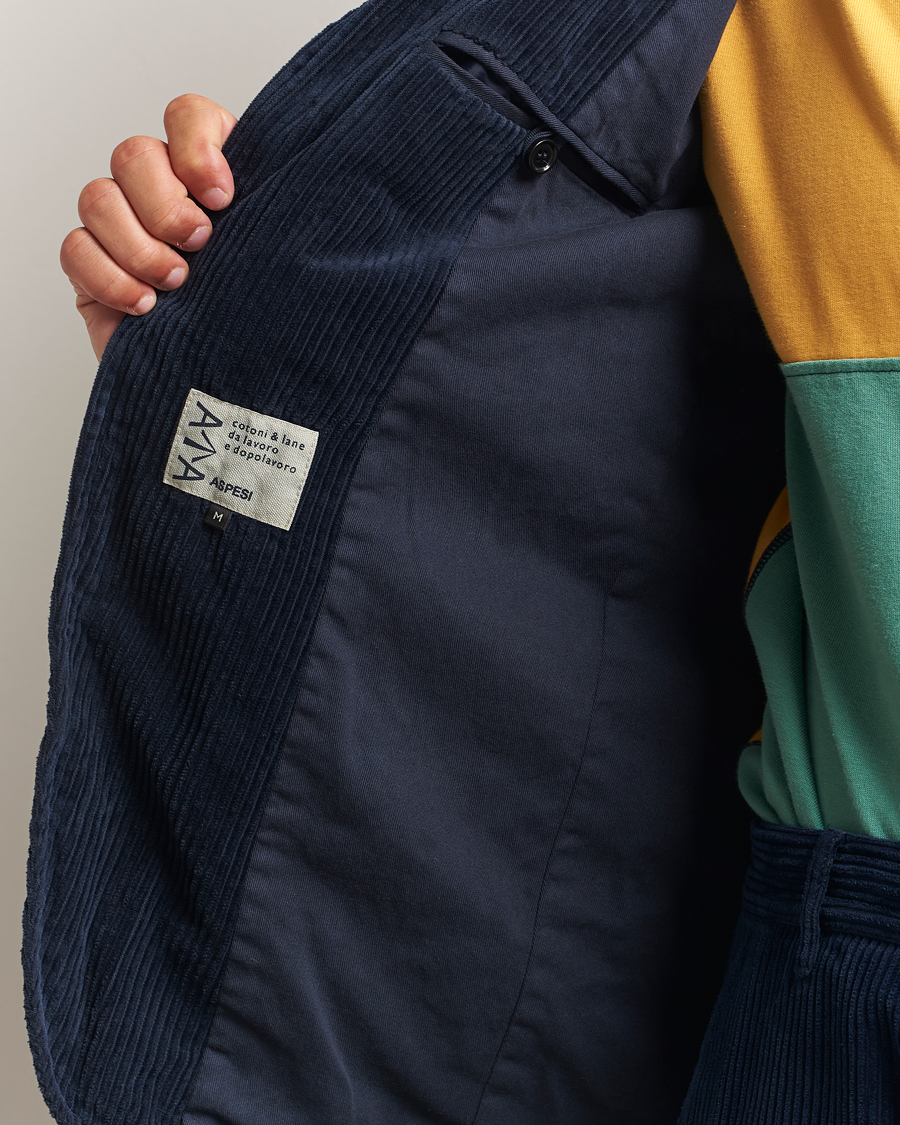 Men | Blazers | Aspesi | Corduroy Blazer Navy
