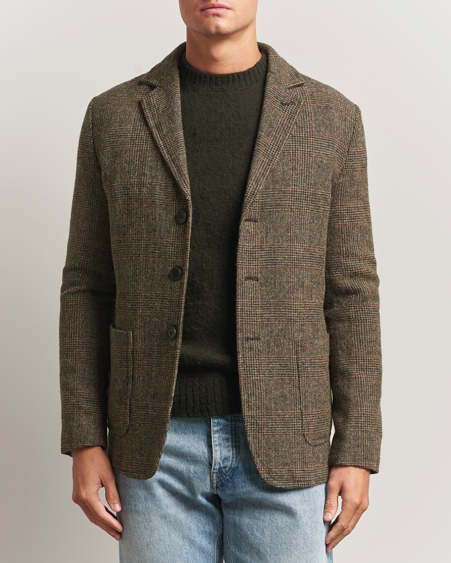 Men | Blazers | Aspesi | Harris Tweed Blazer Brown Check