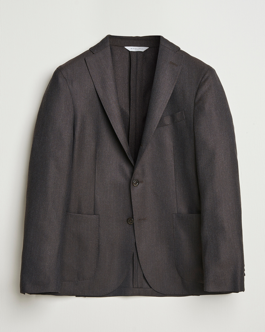 Boglioli K Jacket Wool Hopsack Blazer Dark Brown at CareOfCarl.com