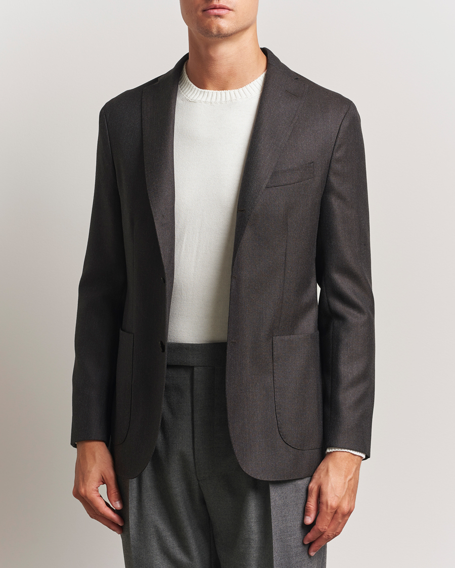 Men | Blazers | Boglioli | K Jacket Wool Hopsack Blazer Dark Brown