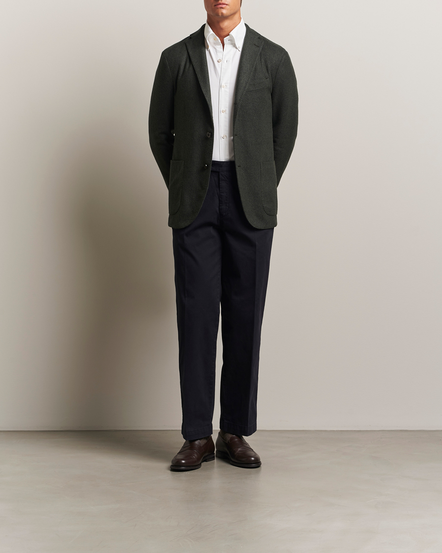 Men | Blazers | Boglioli | K Jacket Wool Herringbone Blazer Hunting Green