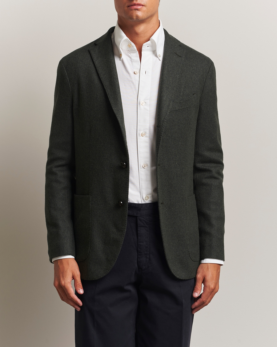 Men | Blazers | Boglioli | K Jacket Wool Herringbone Blazer Hunting Green