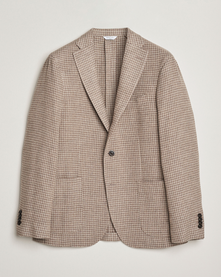 Men | Blazers | Boglioli | K Jacket Cashmere/Wool Houndstooth Blazer Beige