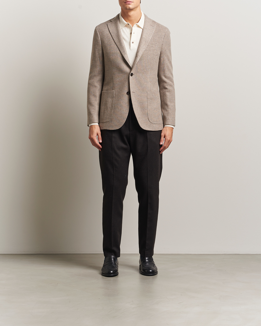 Men | Blazers | Boglioli | K Jacket Cashmere/Wool Houndstooth Blazer Beige