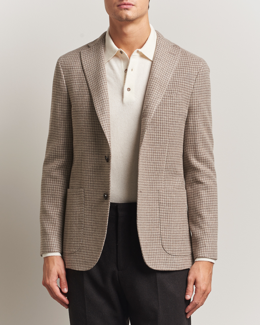 Men | Blazers | Boglioli | K Jacket Cashmere/Wool Houndstooth Blazer Beige