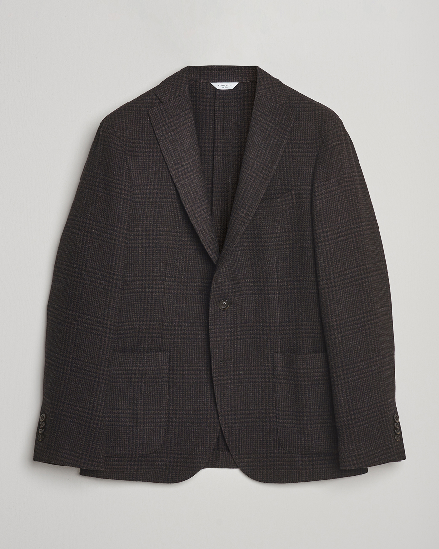 Men | Blazers | Boglioli | K Jacket Cashmere/Wool Check Blazer Dark Brown