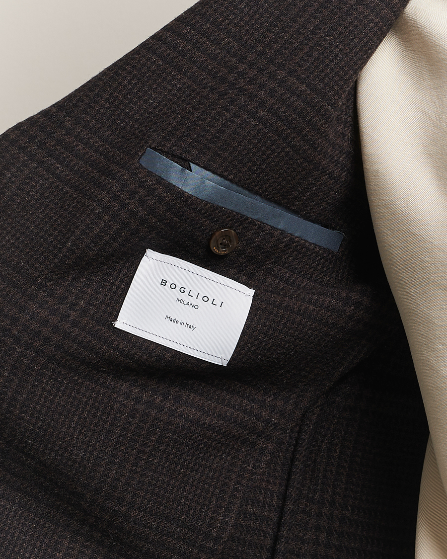 Men | Blazers | Boglioli | K Jacket Cashmere/Wool Check Blazer Dark Brown