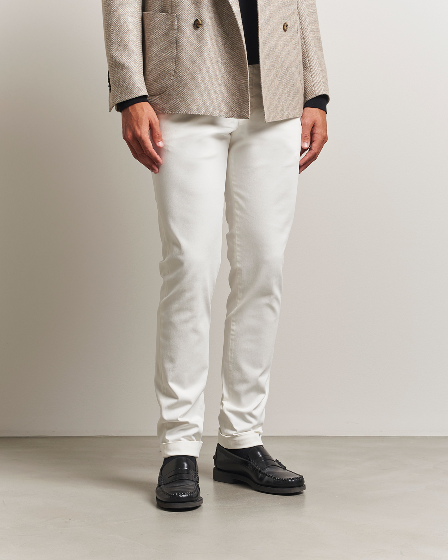 Men | Trousers | Briglia 1949 | Slim Fit Cotton Stretch Chino Off White