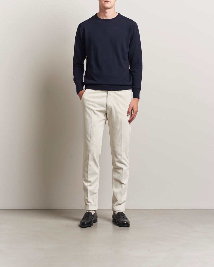 Men | Trousers | Briglia 1949 | Slim Fit Corduroy Trousers Off White