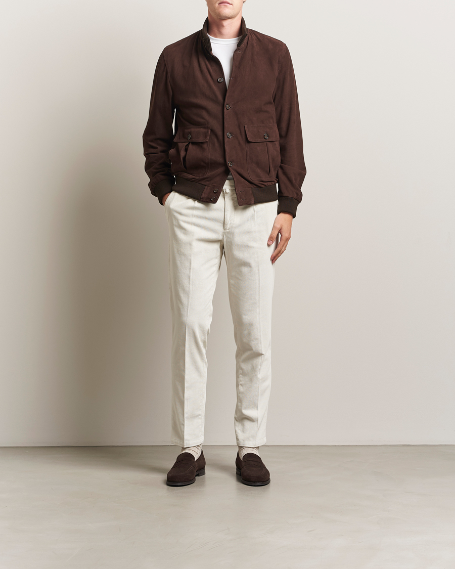 Men | Trousers | Briglia 1949 | Easy Fit Corduroy Trousers Off White
