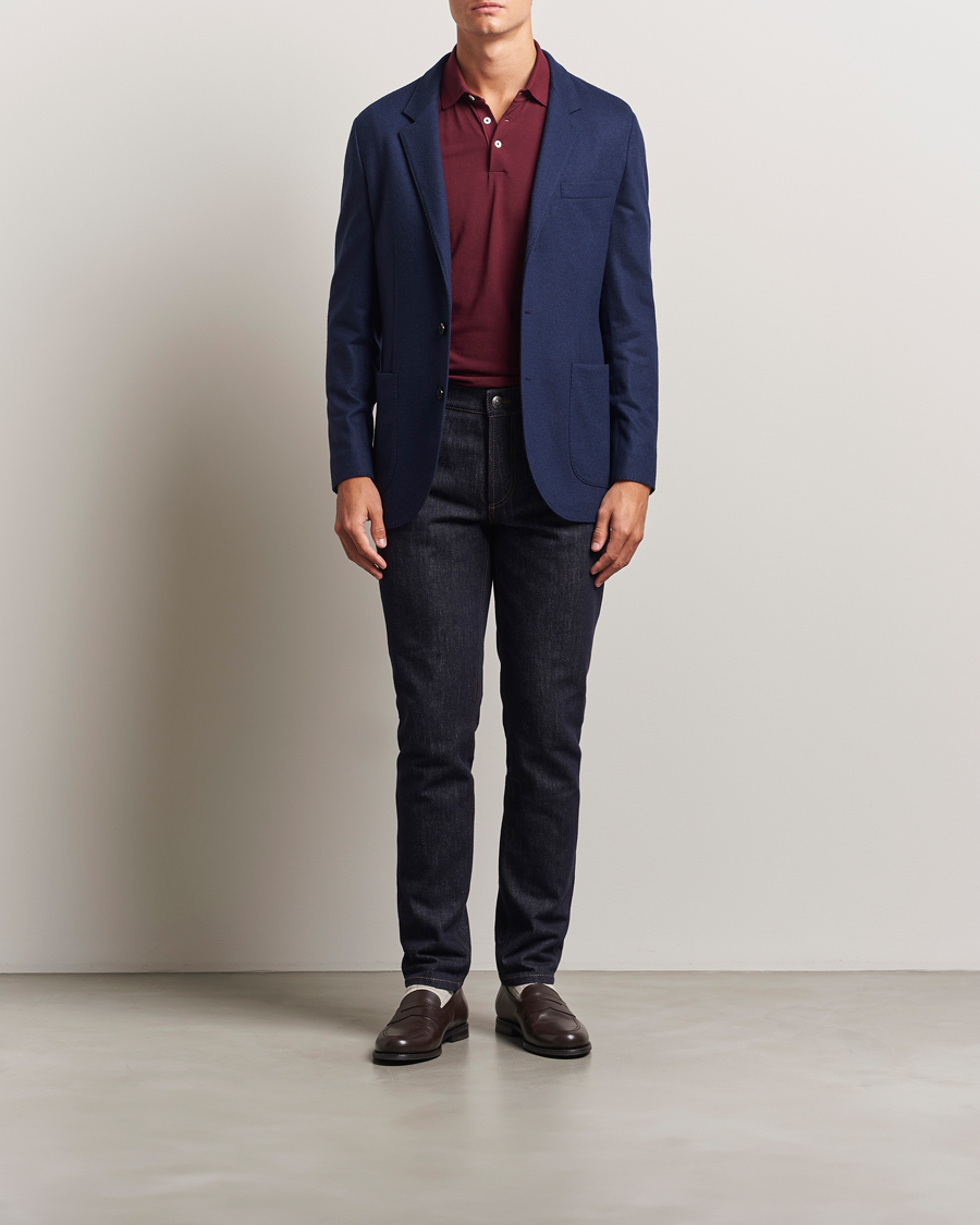 Brunello Cucinelli Cashmere Jersey Blazer Navy at CareOfCarl.com