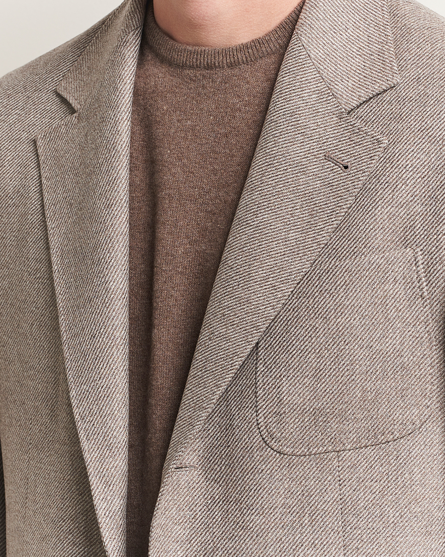 Men | Blazers | Brunello Cucinelli | Single Breasted Wool/Cashmere Twill Blazer Beige