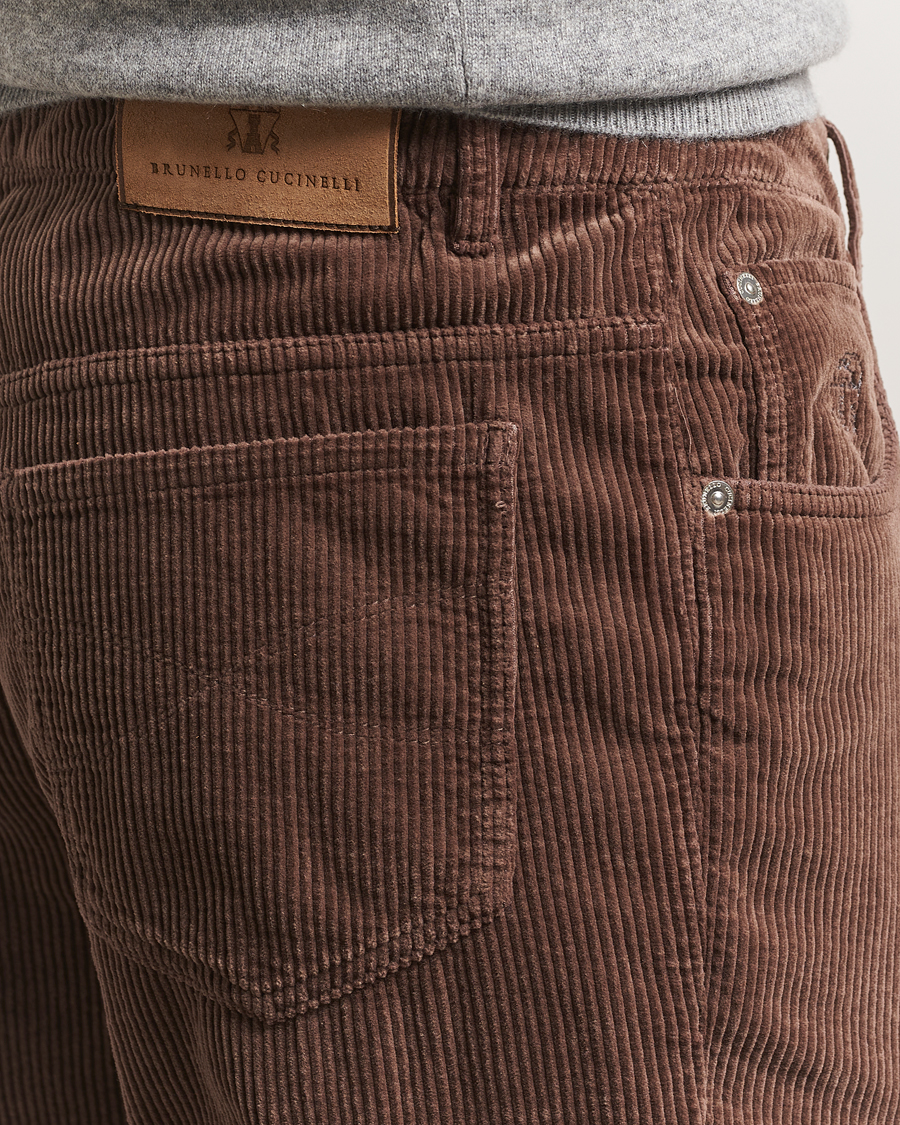 Men | Trousers | Brunello Cucinelli | Leisure Fit Corduroy 5-Pocket Pants Taupe