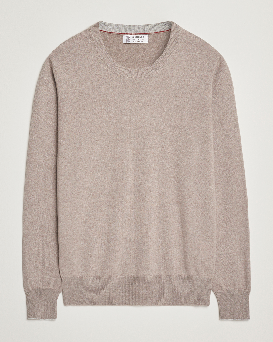 Brunello Cucinelli 2 Ply Cashmere Pullover Beige at CareOfCarl.com